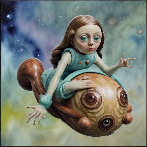 Girl On Her Sentient Space Bike