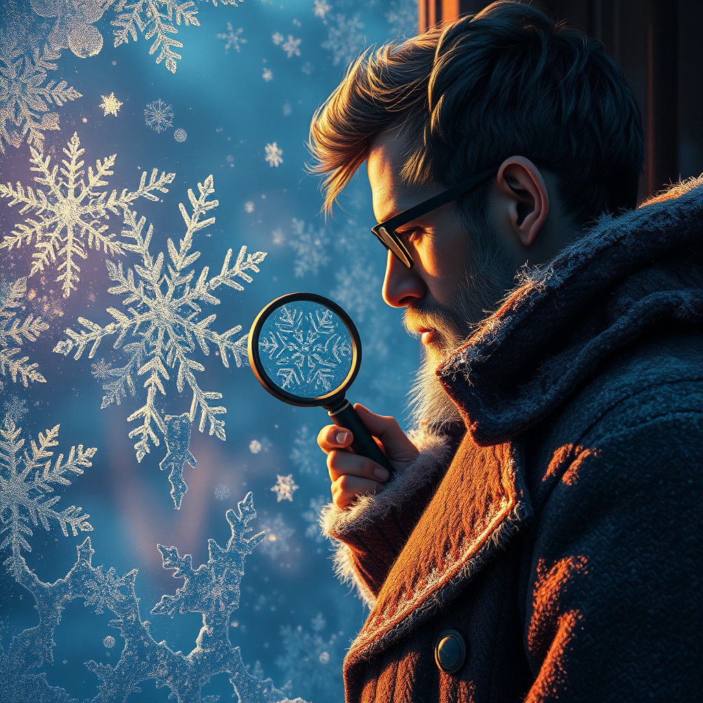 Scholar Studies Snowflakes: Dreamlike Matte Painting