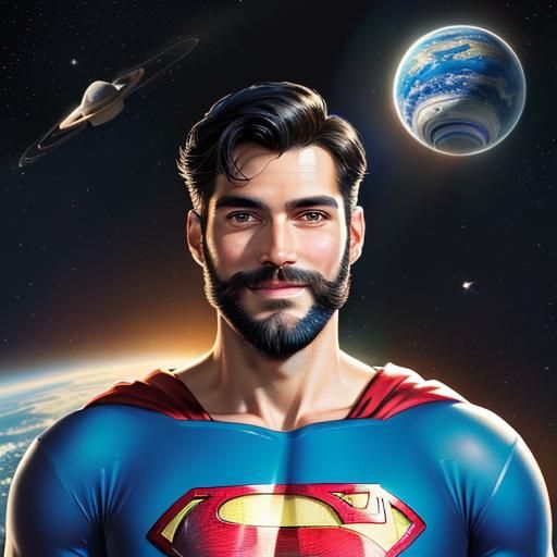 Bearded Superman in Space: Impressionist Comic Art