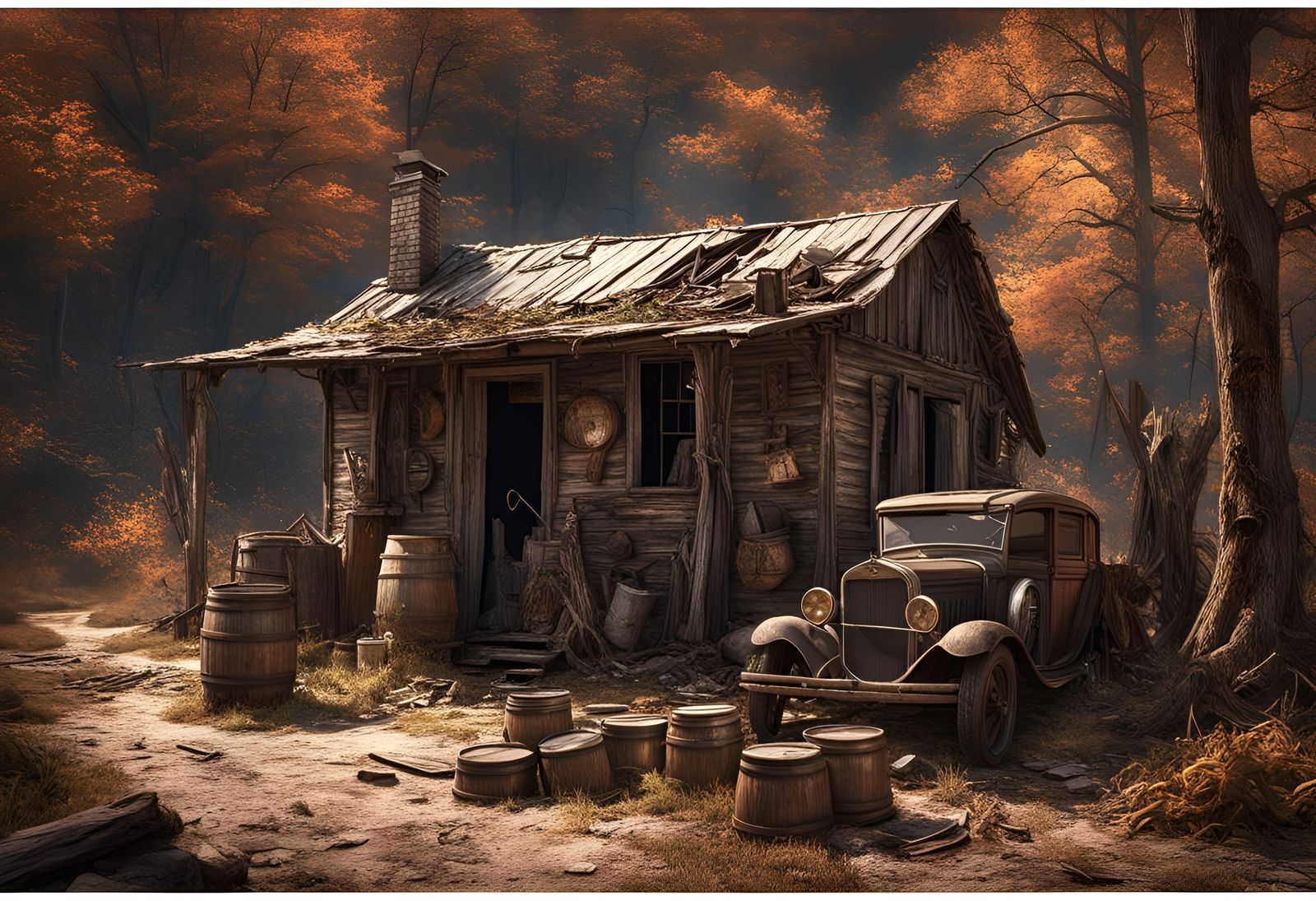 Ozark Bootlegger's Still: Detailed Matte Painting