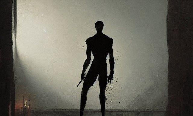 Sinister Shadow Figure with White Eyes