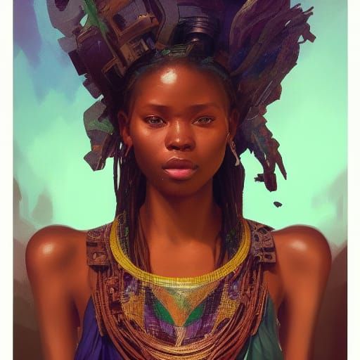 Zimbabwe Portrait by Rutkowski, Artgerm, and Mucha