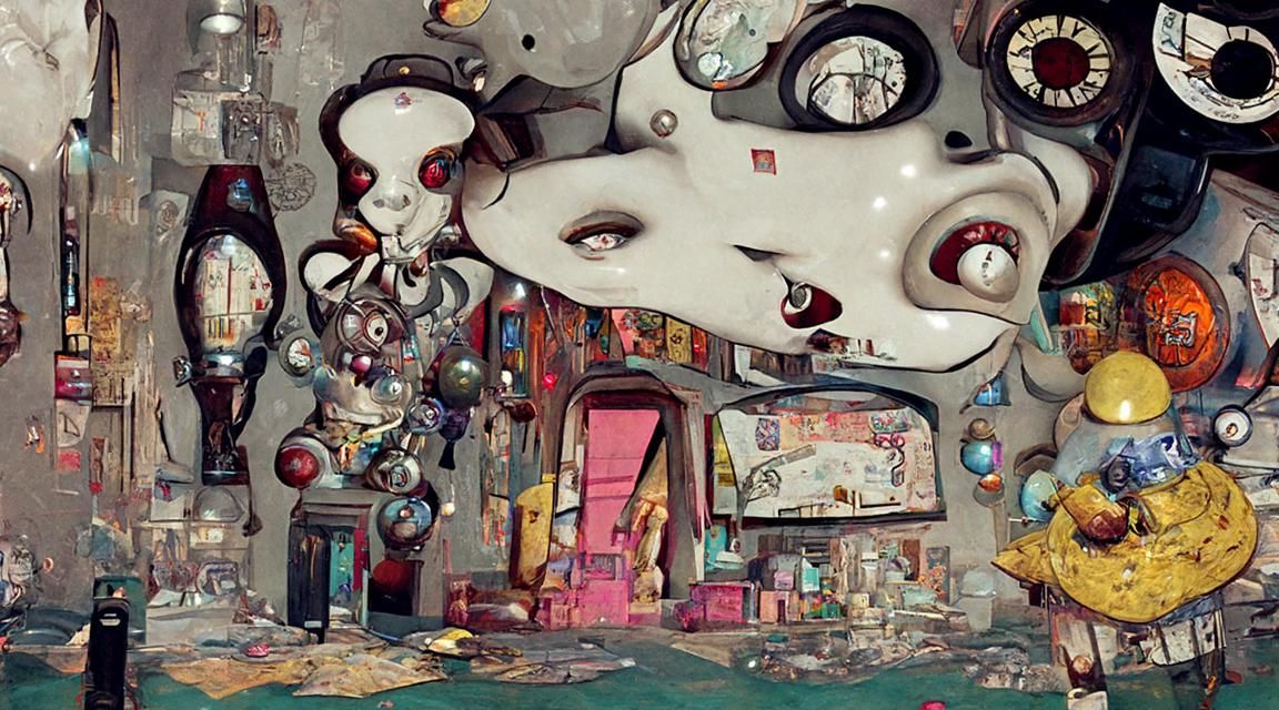 Dystopian Wonderland: A Surreal Cityscape in Geometric Style