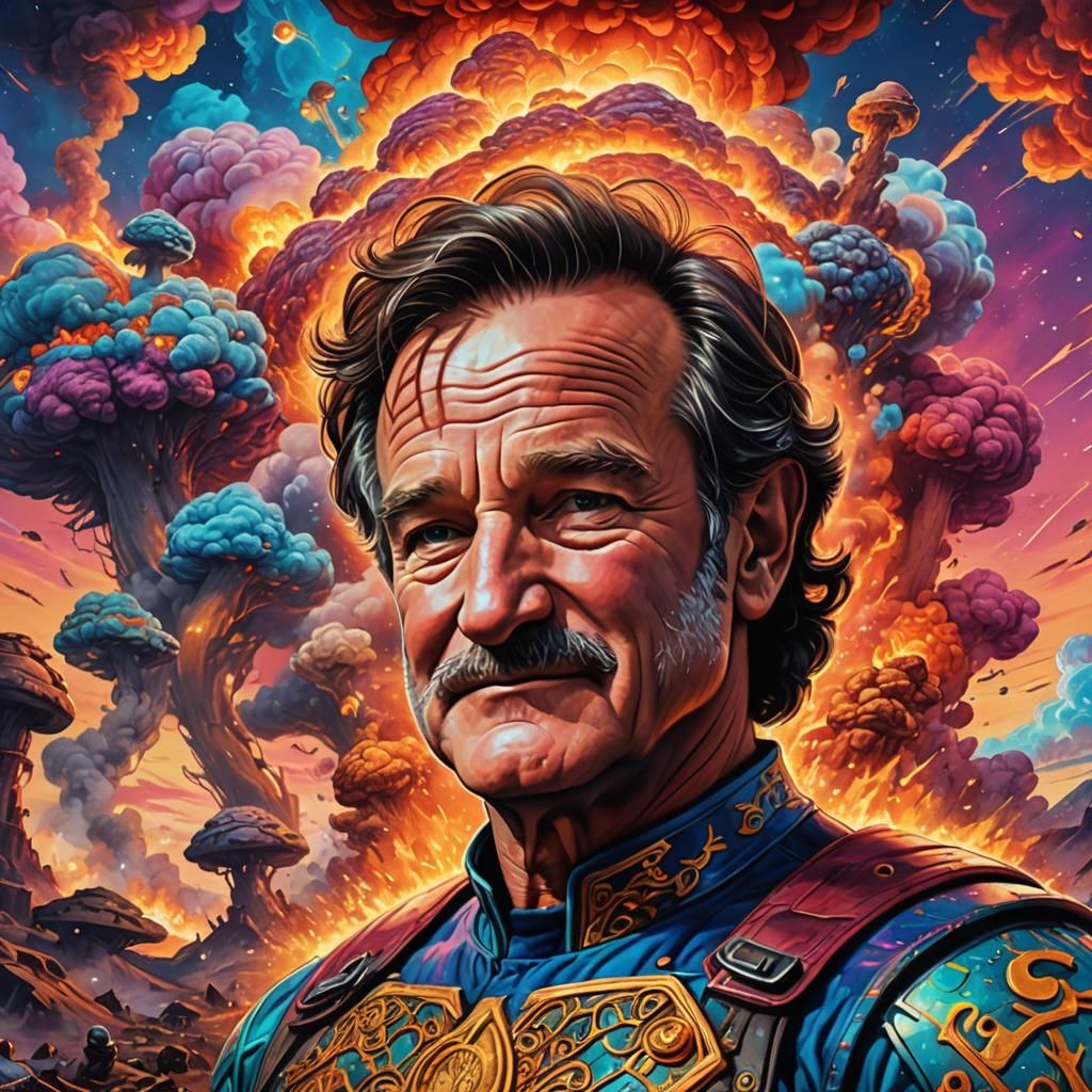 Epic Superhero in Wasteland Sunset