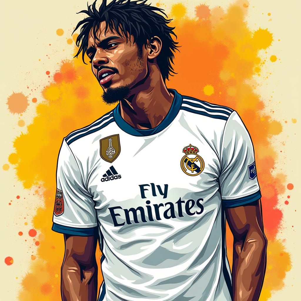 Lamine Yamal Illustration in Madrid Jersey
