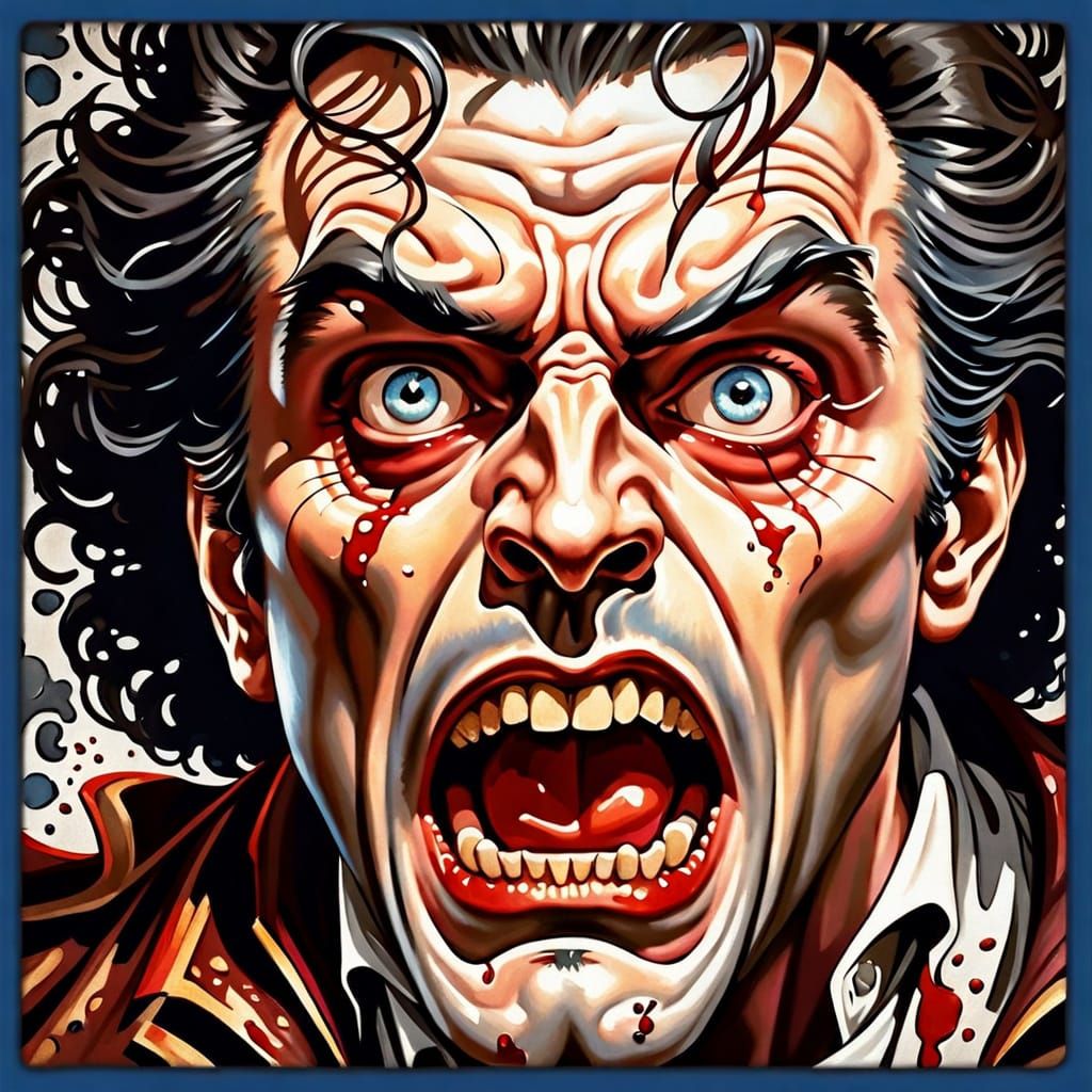 Dracula Disintegrates in Sarcophagus - Vibrant Digital Art