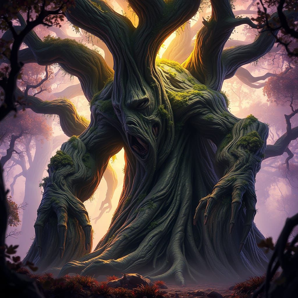 Ancient Woodland Guardian in Dark Fantasy Style
