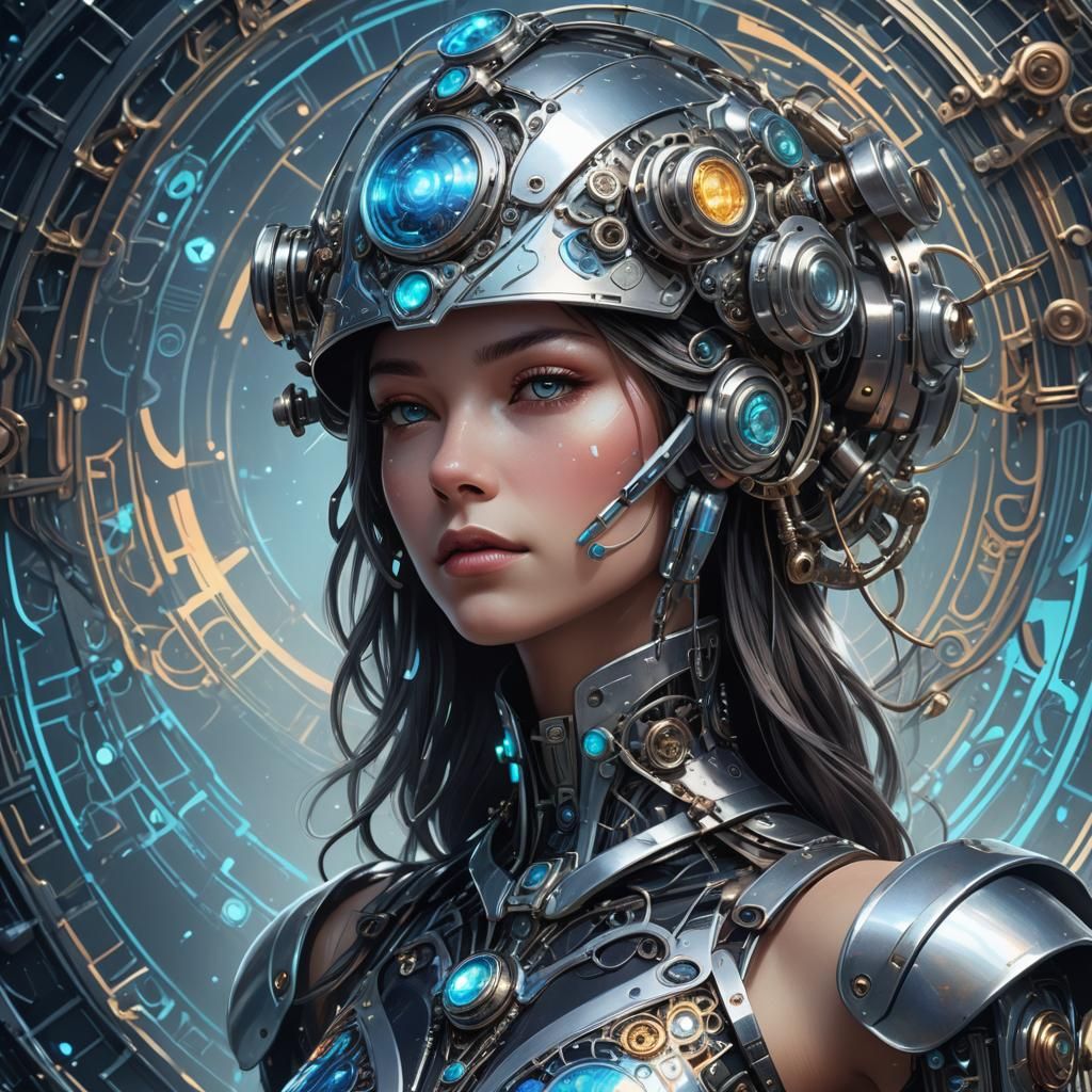 Futuristic Robotic Hat Concept Art in Steampunk Style