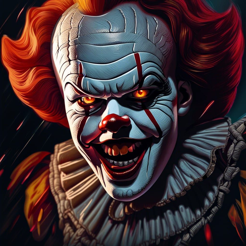 Hyperrealistic Pennywise Portrait in Horror Style