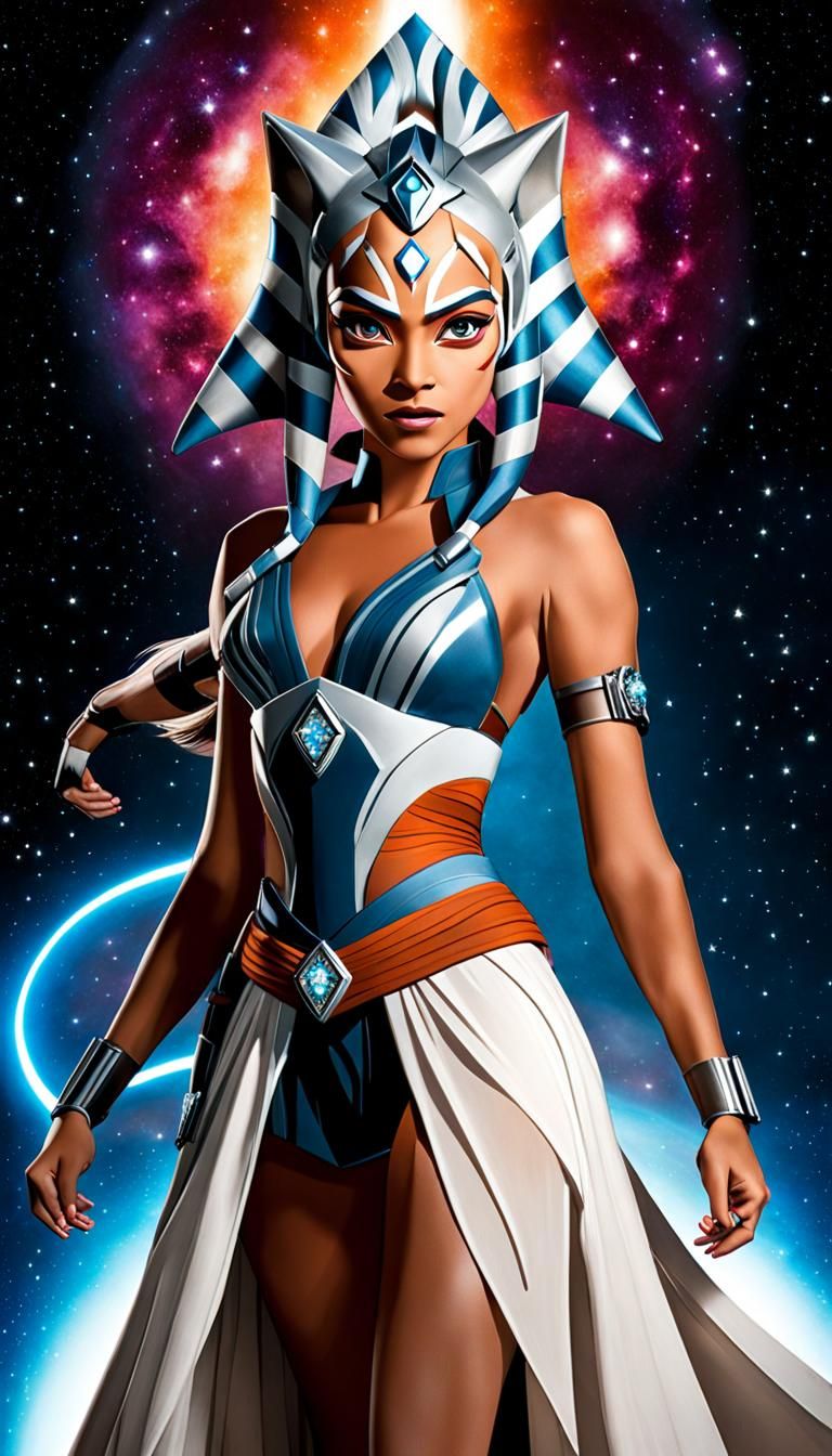 Ahsoka as a Goddess in Starry Dress