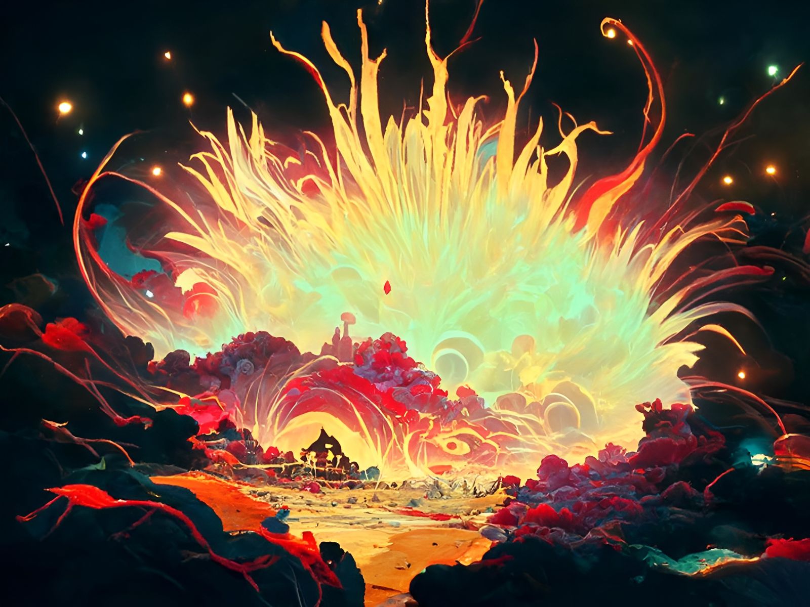 Explosion Creates Wormholes: Psychedelic Surrealism Art