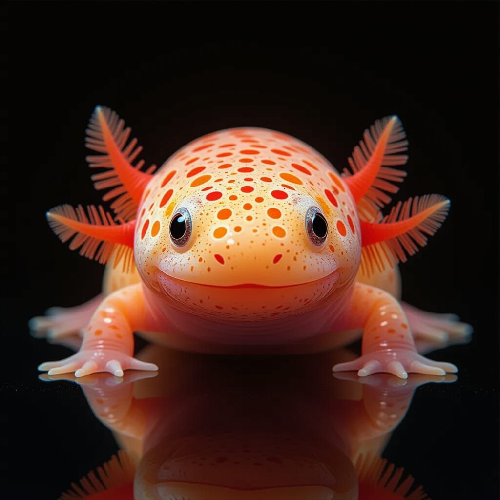Translucent Axolotl-Platypus Hybrid in Futuristic Style