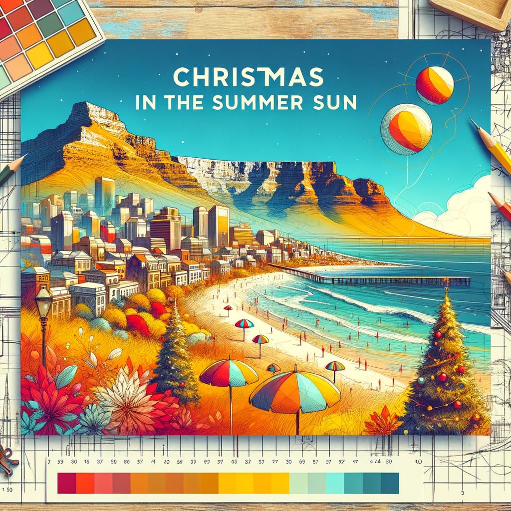 Christmas Album Cover Art with Cape Town Scenery