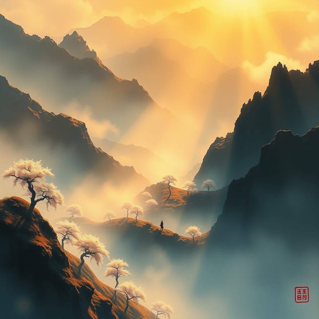 Cinematic Landscape Painting with Impasto Textures