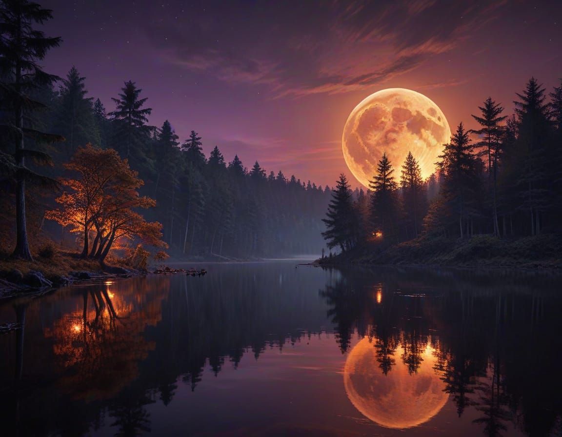 Ethereal Moonrise in Deep Purple Twilight