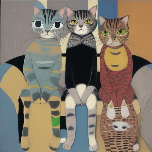 Cats in Naive Art Style