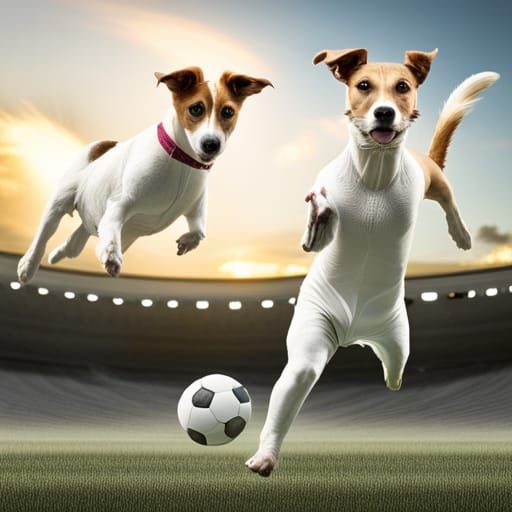 Jack Russell Dogs Play Soccer