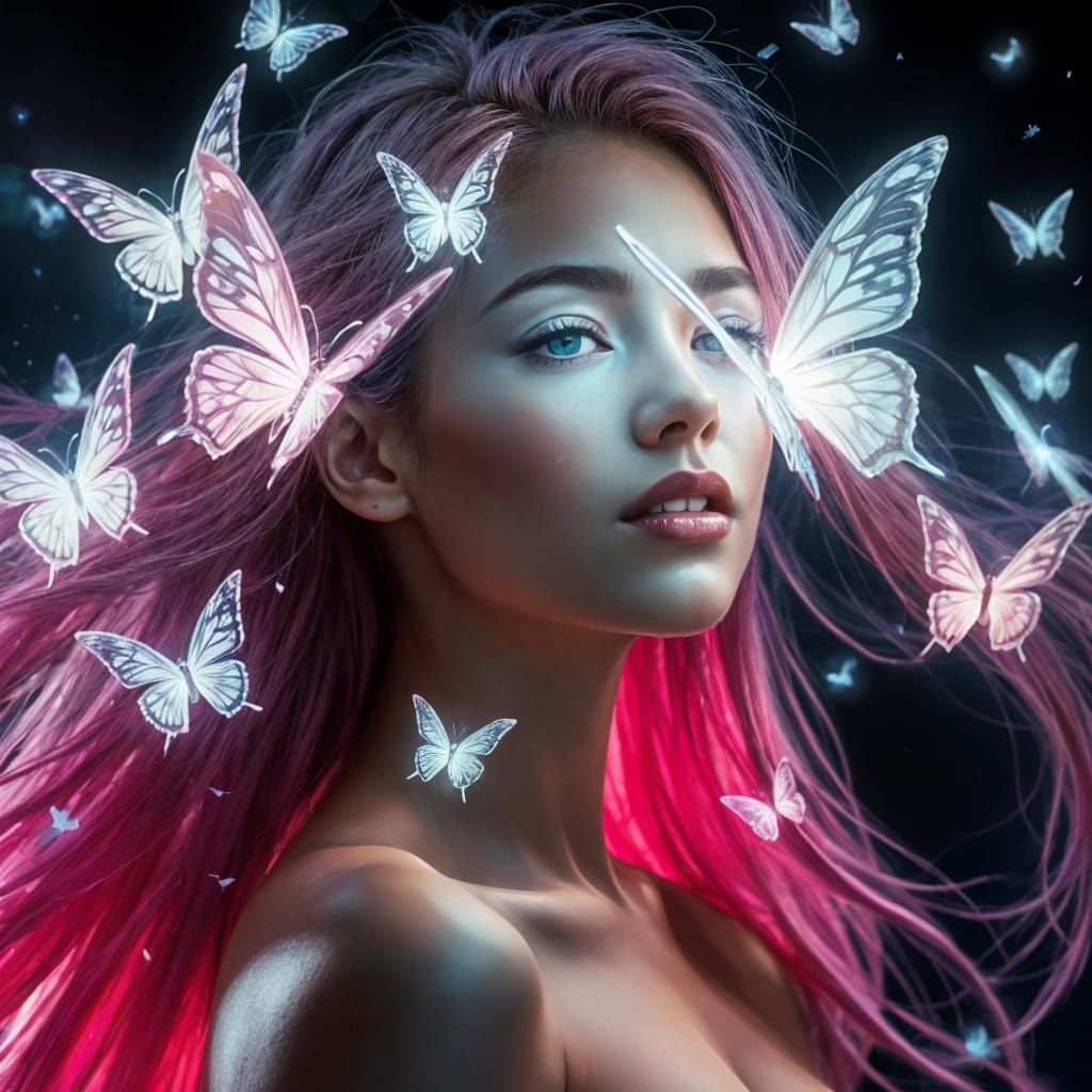 Crystal Goddess with Iridescent Butterflies