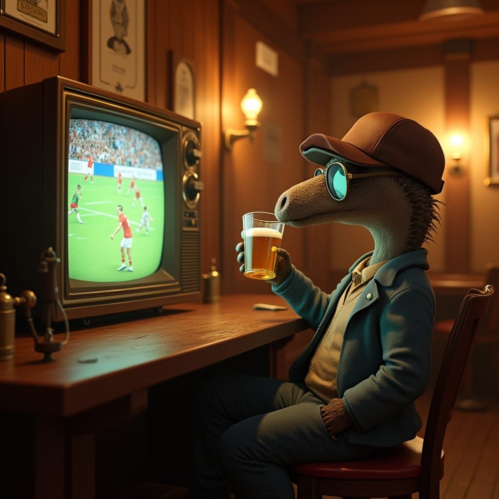 Pangolin in a Cozy Sports Pub Scene