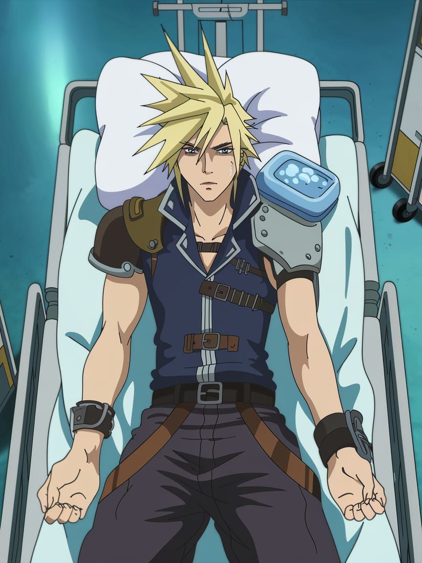 Injured Cloud Strife in Hospital Emergency Room