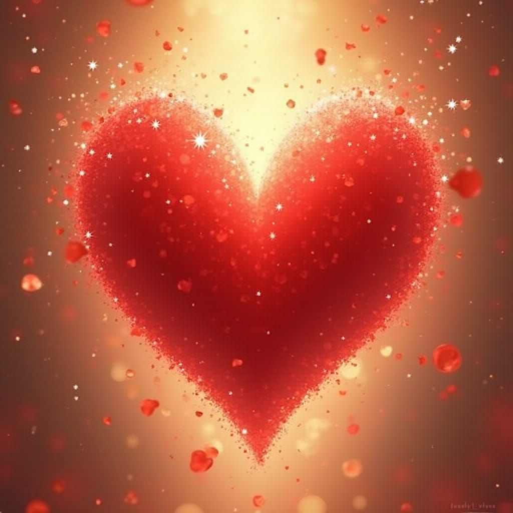 Vibrant Heart Radiates Unconditional Love in Whimsical Golde...