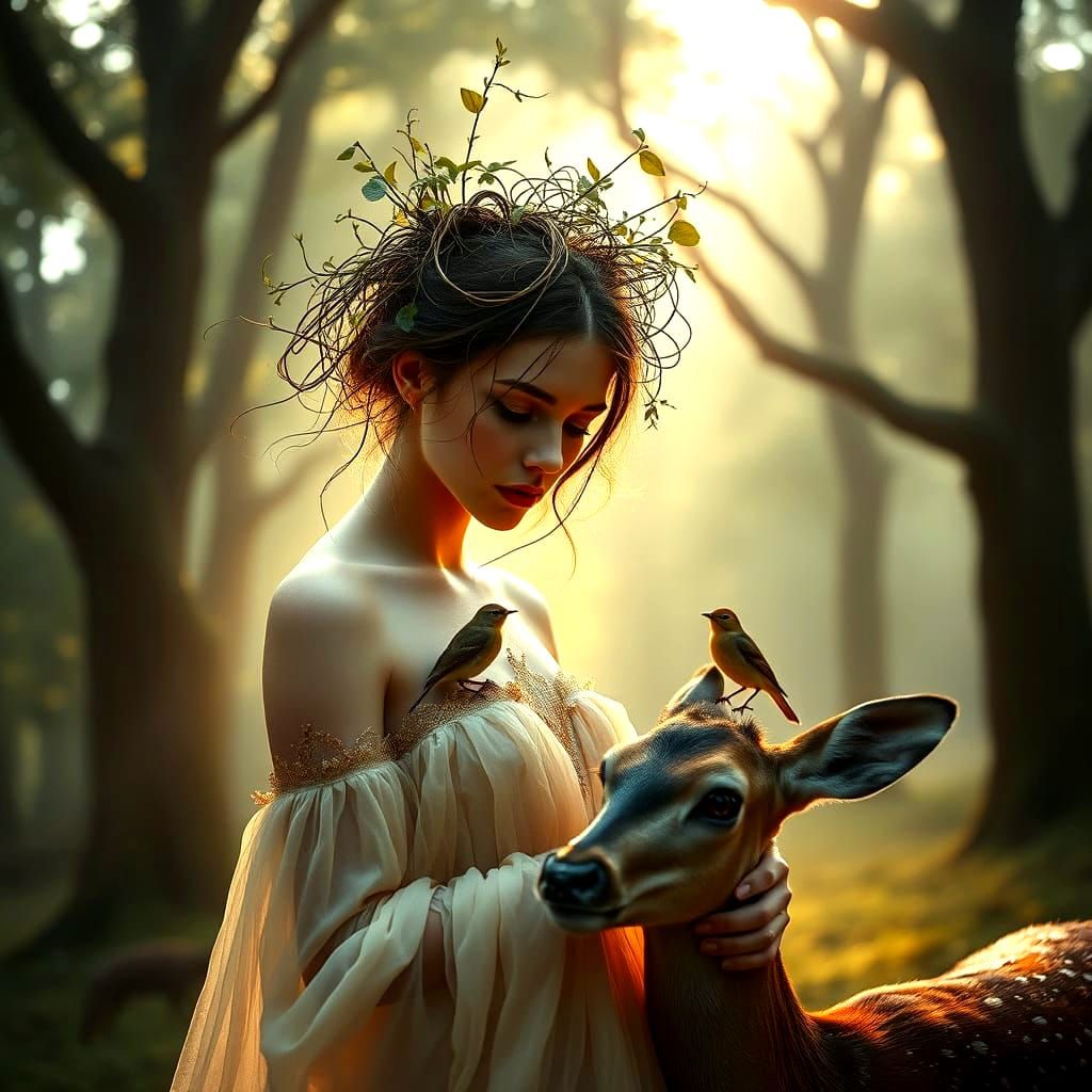Enchanted Forest Goddess in Cinematic Beauty