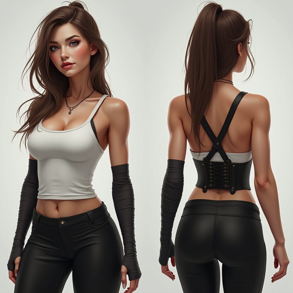 Detailed Character Sheet of a Beautiful Woman