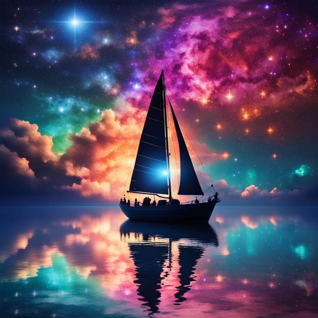 Sailboat Under a Starry Sky: Professional Photography