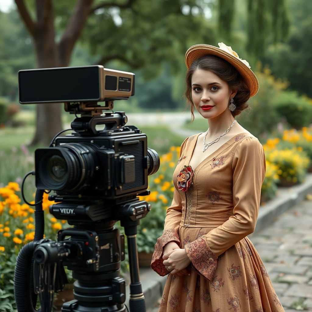 Mother Daughter Filmed With Antique Camera Photorealistic