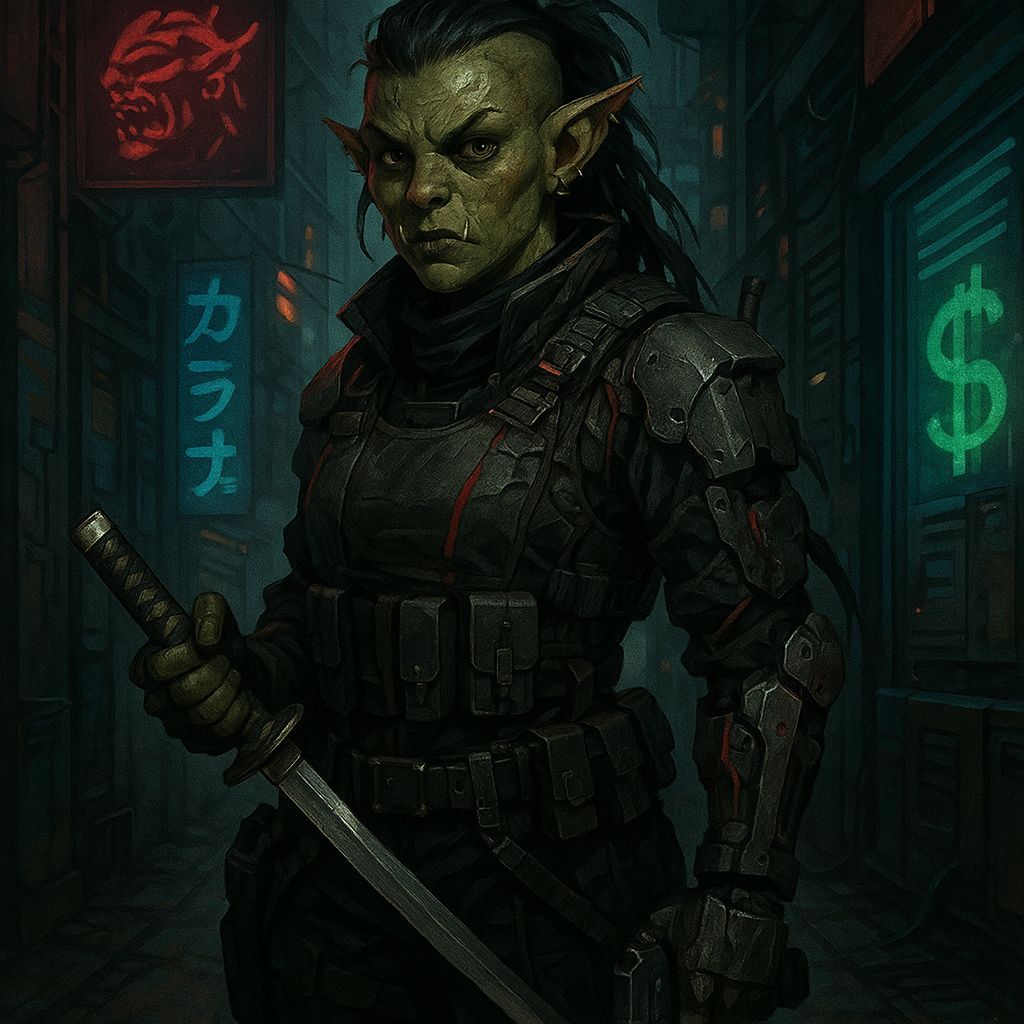 Shadowrun Hobgoblin Street Samurai in Cyberpunk Style