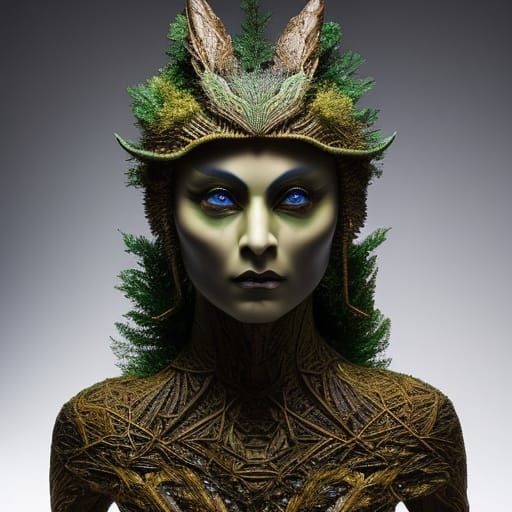 Dragon-Human Hybrid in Mycelium Network: Digital Art