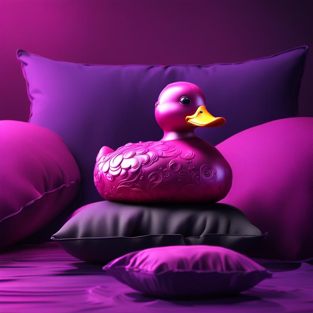 Pink Duck on Pillow, Detailed Matte Painting