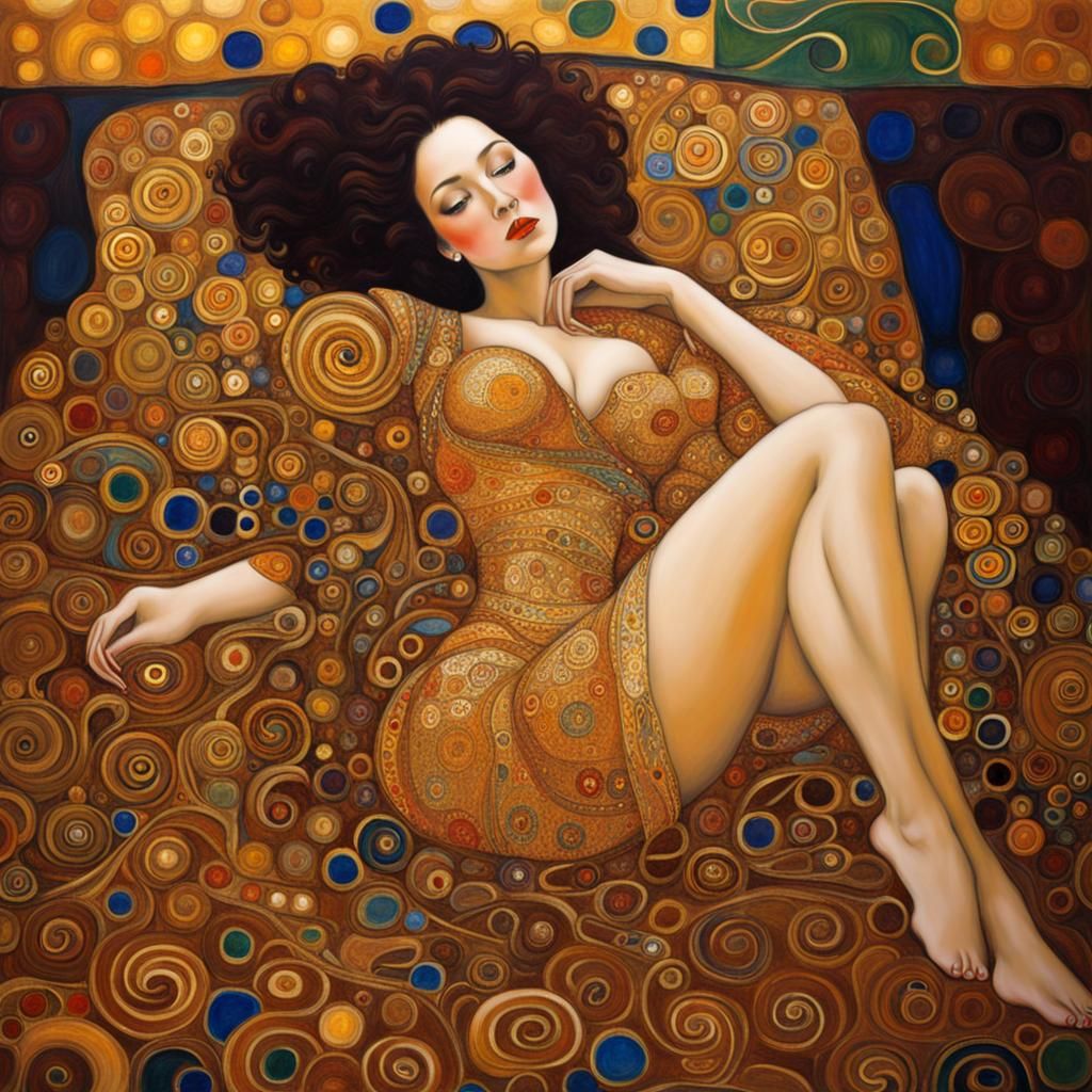 Reclining Woman in Art Nouveau Style