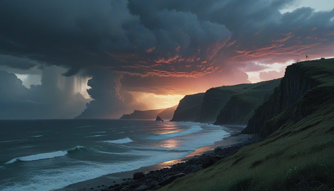 Northern Lights Dance Across Cornwall's Coastal Path in Cine...