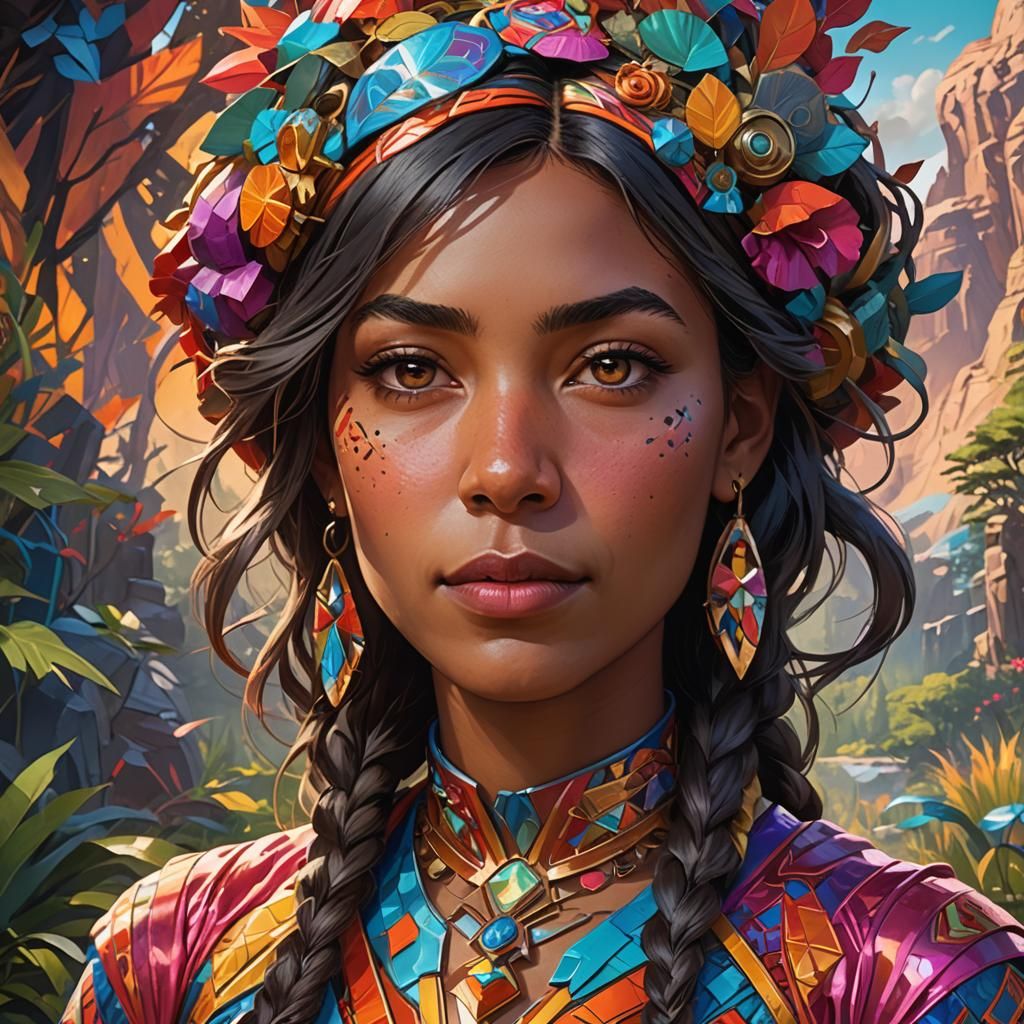 Vibrant Portrait in Art Nouveau Style