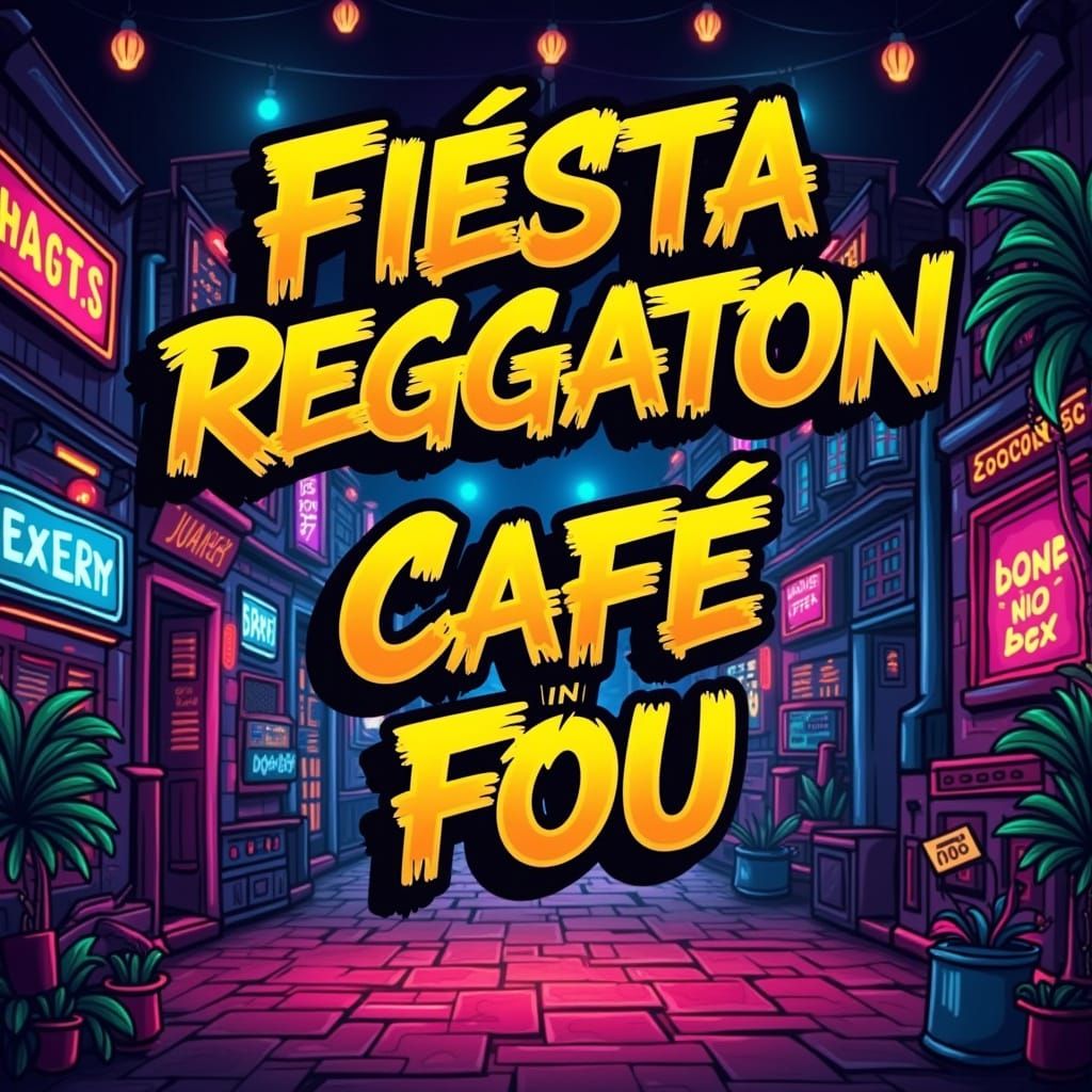 Reggaeton Fiesta Poster for Cafe De La Banc In Fou