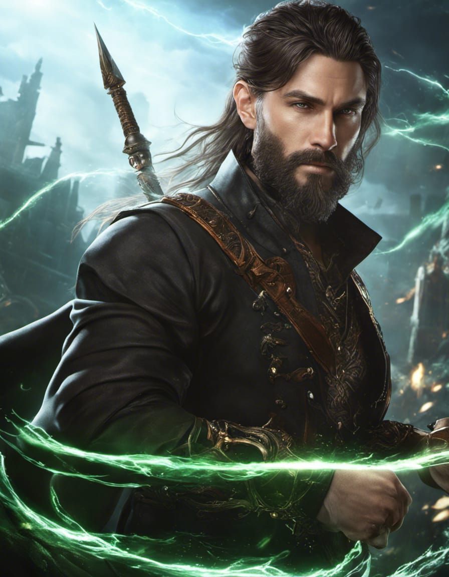 Handsome Hunter Channeling Energy Waves