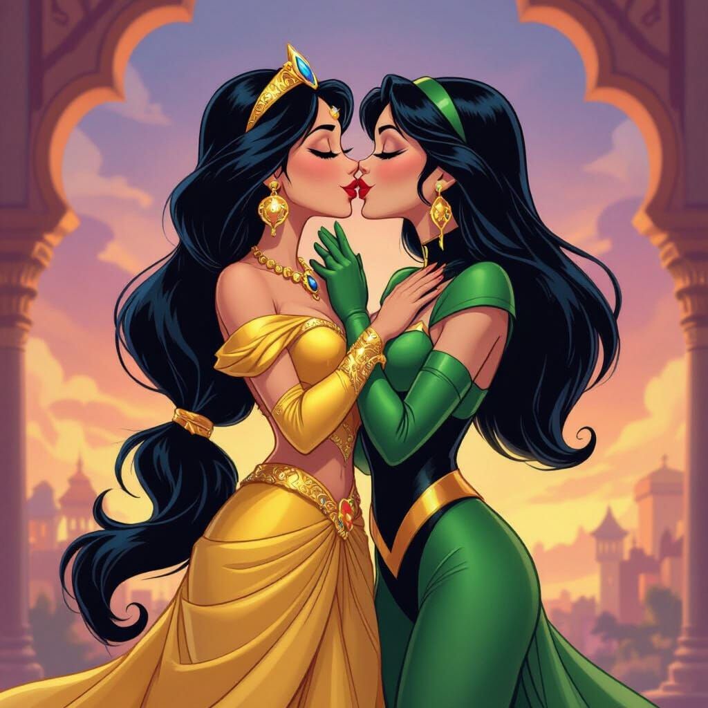 Princess Jasmine and Shego Kiss in Nozomi Style