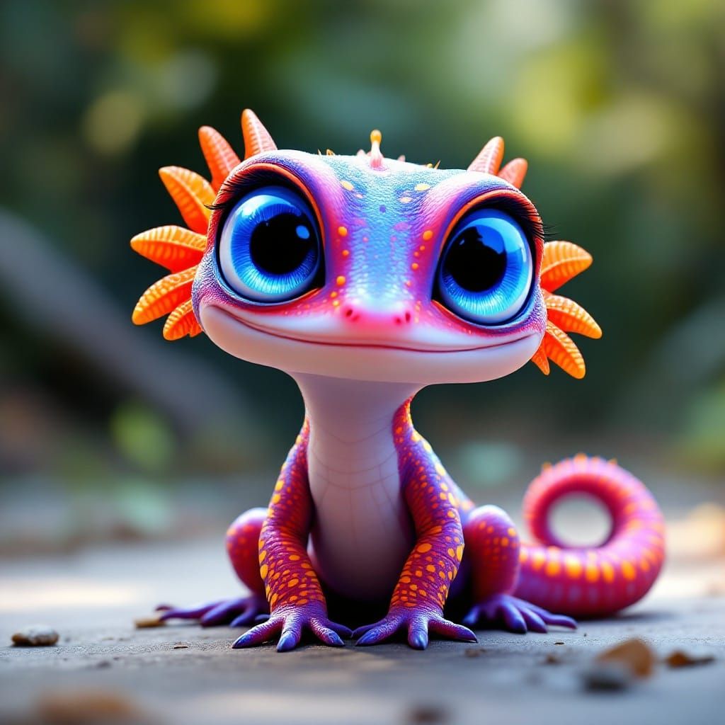 Colorful 3D Gecko with Expressive Eyes