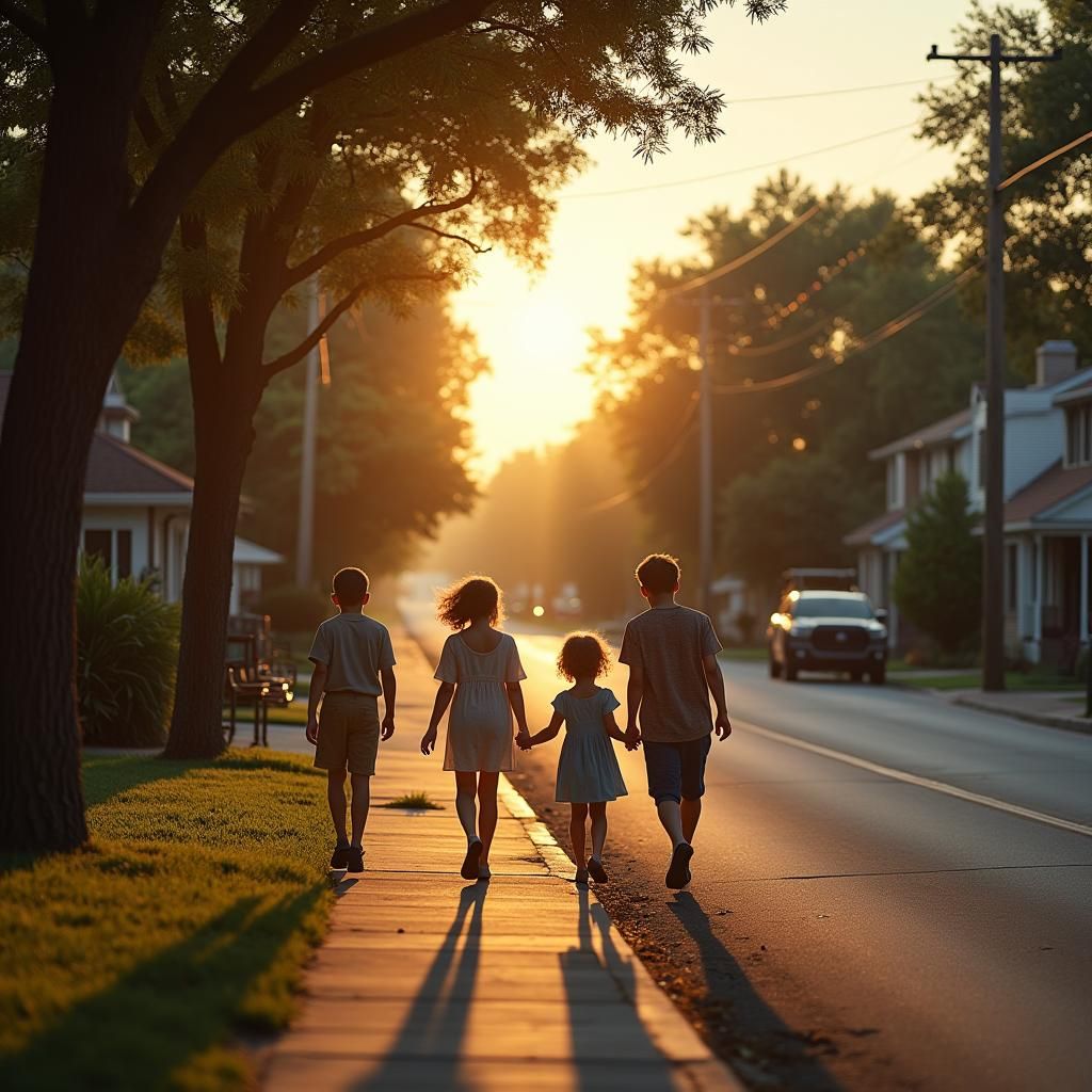 Nostalgic Dusk in 1946 Texarkana: A Cinematic Scene