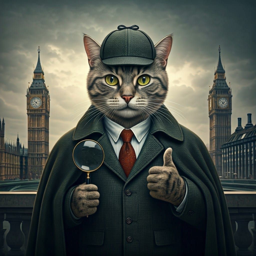 Sherlock Feline in London Fog