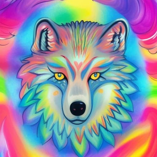 Wolf Girl in Gouache Candyland Wonderland