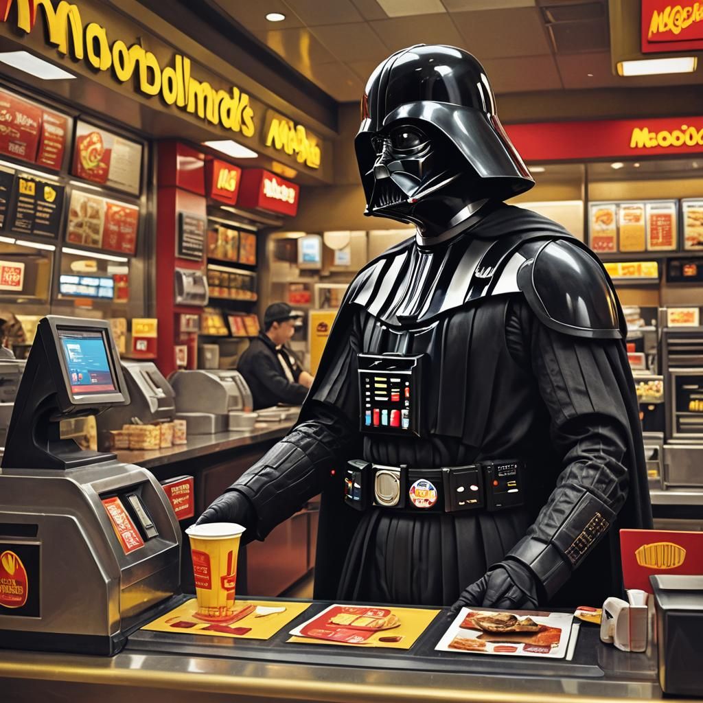 Darth Vader Working at McDonald's: Hyperrealistic Art