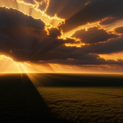 Divine Light Shines Through Clouds at Sunset