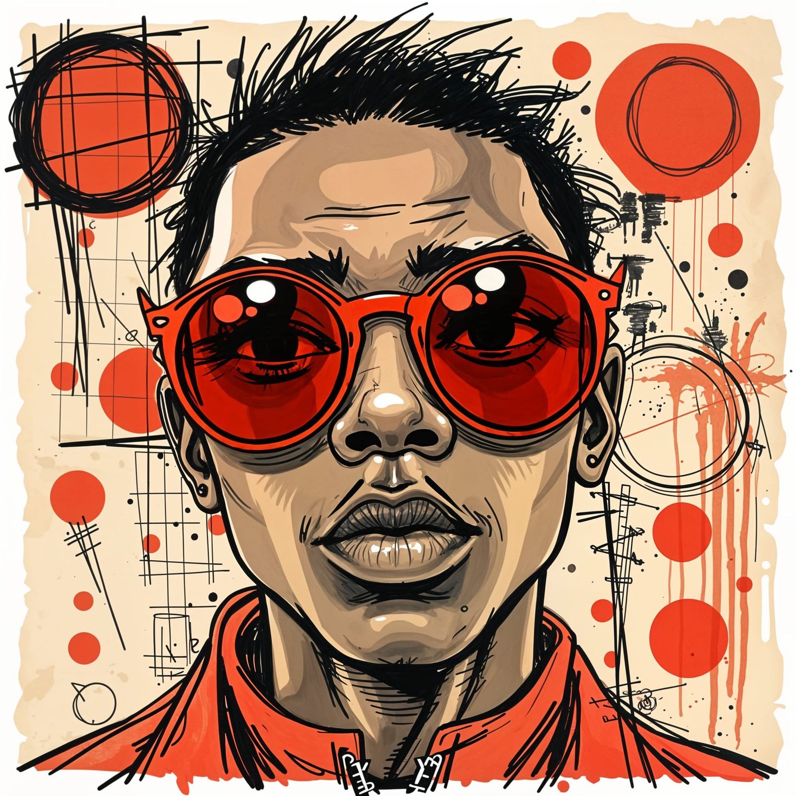 Expressive Mixed-Media Portrait with Bold Urban Style