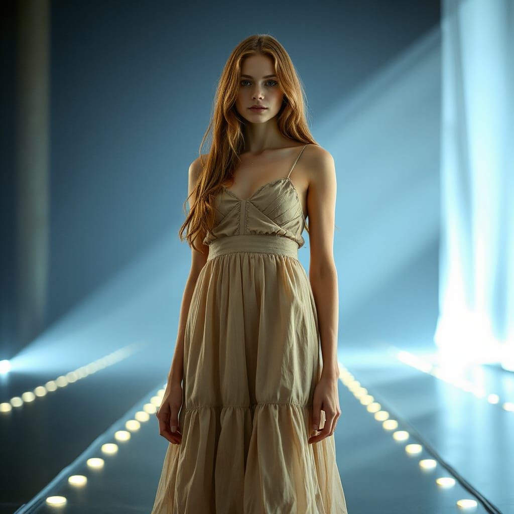 Glowing Fashion Supermodel in Ethereal Starlight