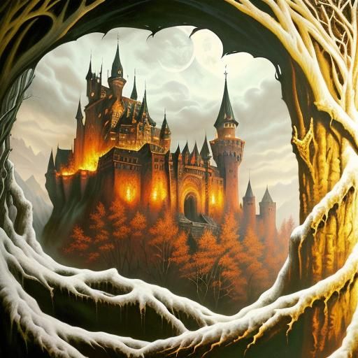 Dracula's Castle: A Horror Landscape Painting
