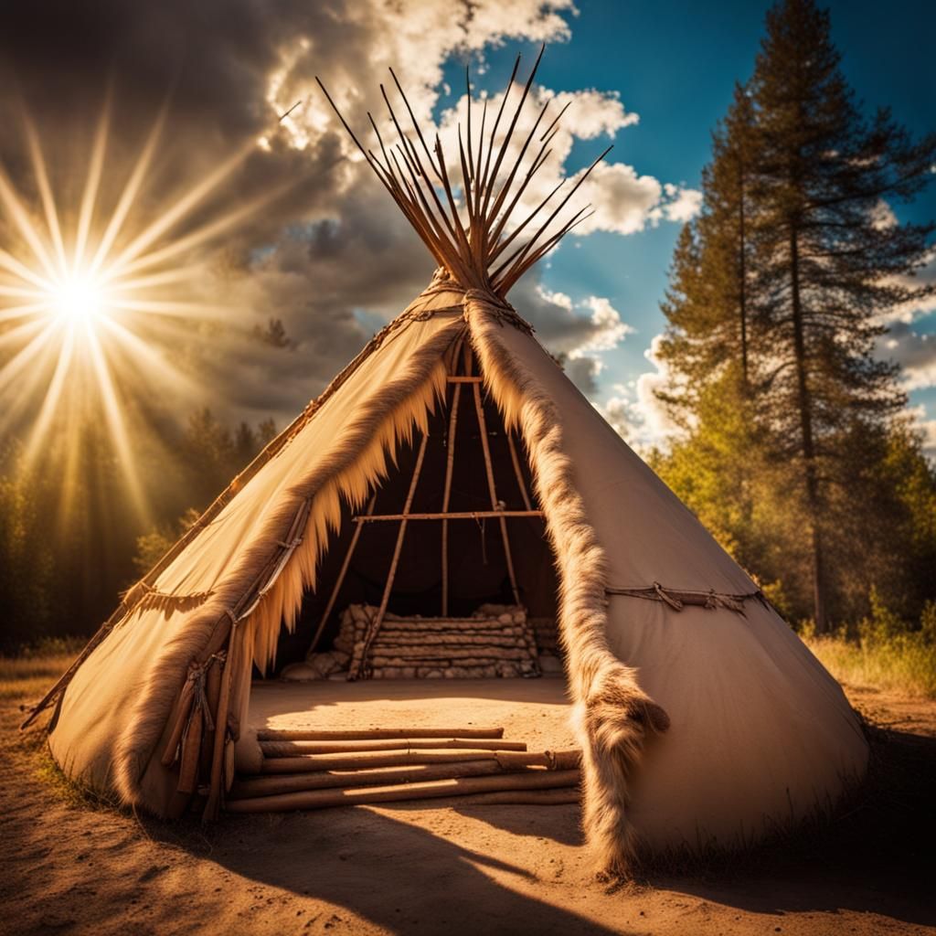 Sunlit American Indian Sweat Lodge