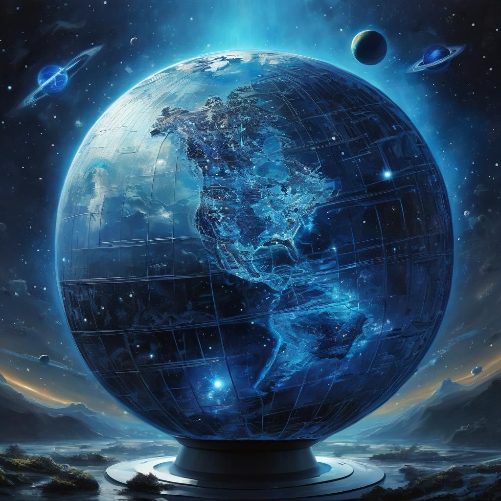 Glowing Internet Globe in Surrealist Oil Painting Style