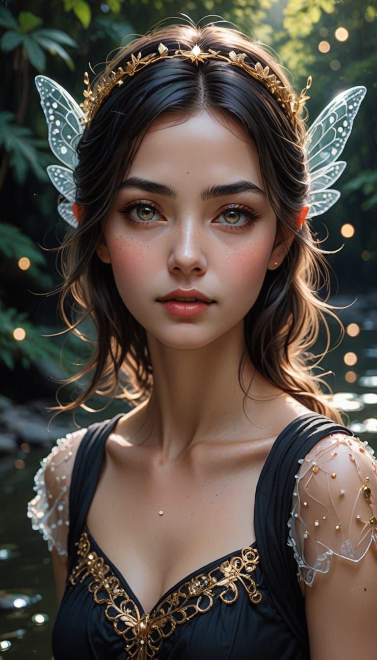 Radiant Fairy with Cybernetic T-Shirt in Polka Dot Portrait